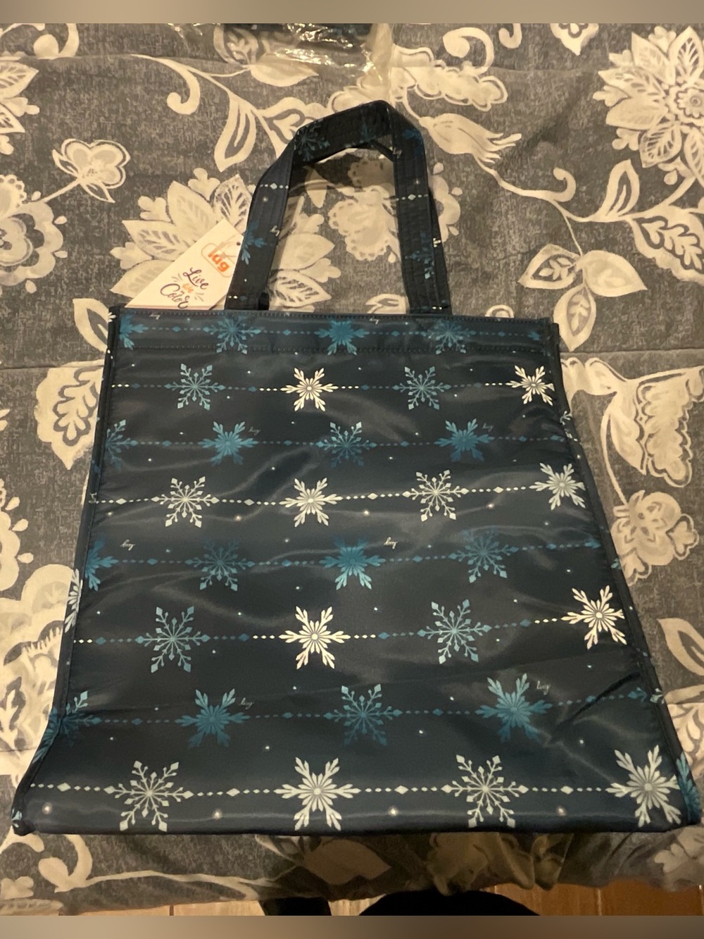 Lug Runner 2pc Tote Bags, Snowflake Navy - Picture 4 of 10